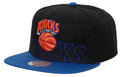 Men's New York Knicks Mitchell & Ness 2 Tone Black and Royal Low Big Face Hardwood Classics Snapback Hat